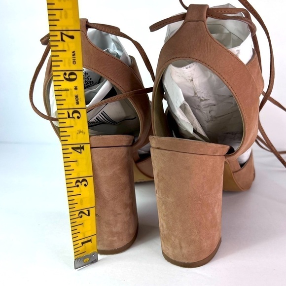 VINCE Camuto Winola Lace Up Block Heels, faux suede, tan beige taupe, size 9.5 - Picture 8 of 8